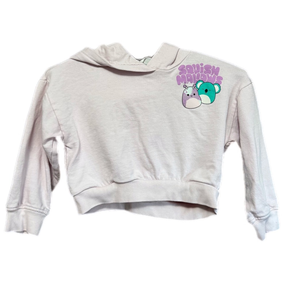 H&M Squishmallows Hoodie Kids Size 5/6 Pink Excellent Graphic Cropped Sweatshirt